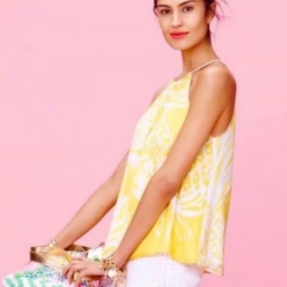 Lilly Pulitzer Tops - Lilly Pulitzer Yellow Pineapple Punch Tank Top Sz Medium